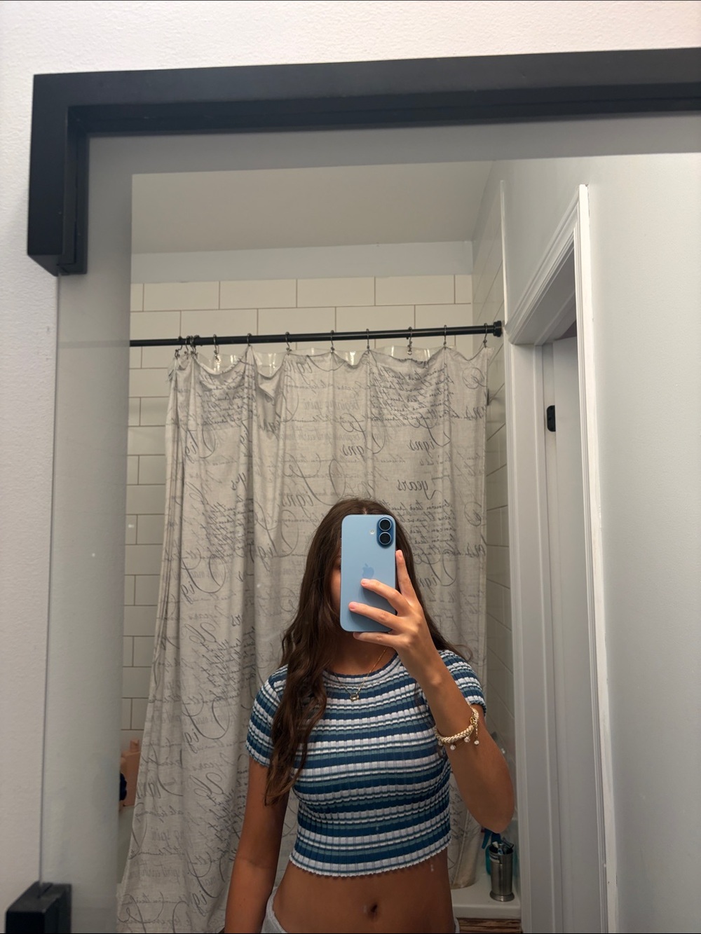 H&M Blue Striped Crop Top